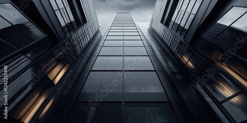 Blank Black Sign Stands Tall Amidst Modern Skyscrapers in Bustling City Center Generative AI