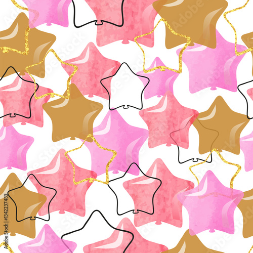 Watercolor pink and golden ...