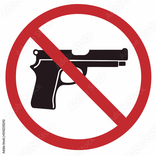 no guns sign with handgun icon on a white background