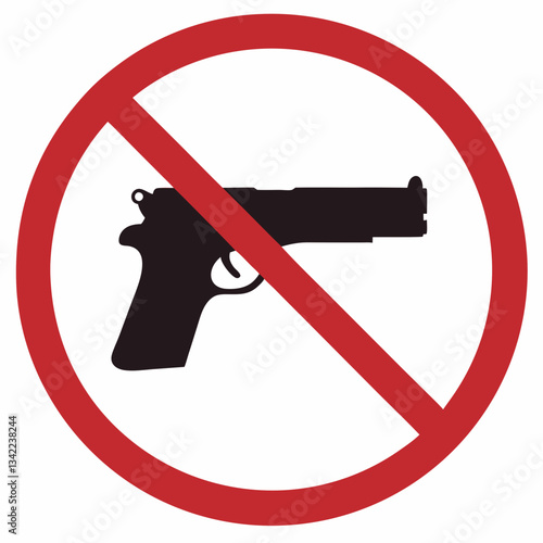 no guns sign with pistol icon on a white background