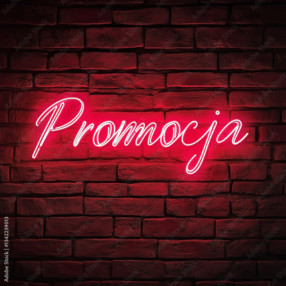 Promocja - Czerwony neon z napisem po polsku