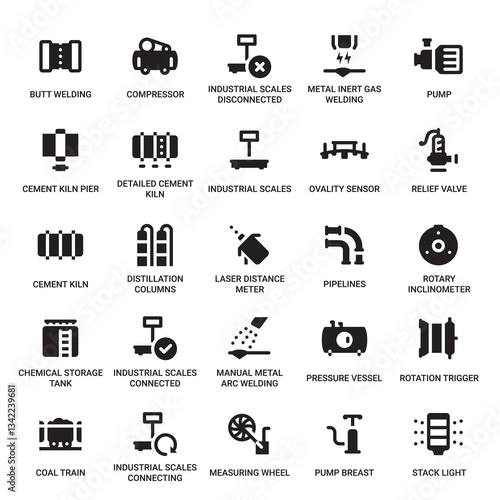 Industrial Equipment Category Outline Pictogram Icons Set