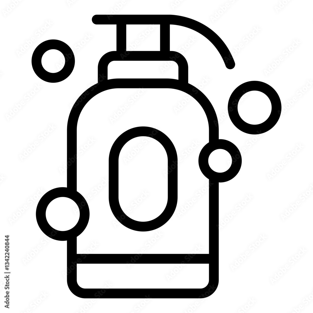 Baby shampoo outline icon representing gentle hair care for infants Baby shampoo outline icon representing gentle hair care for infants