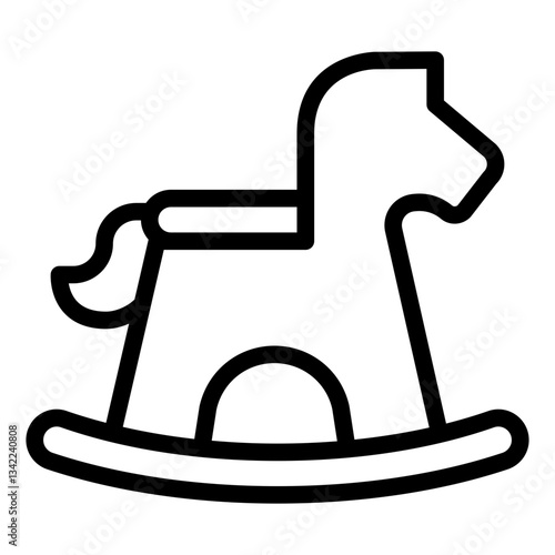 Rocking horse outline icon representing a classic baby toy