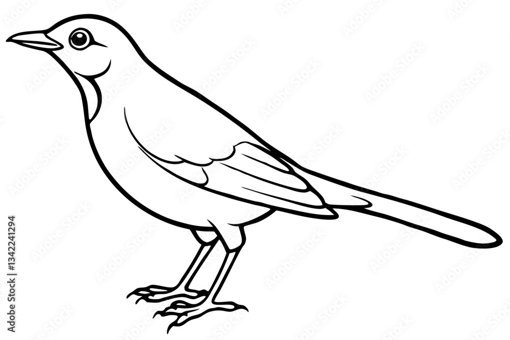 Obraz premium thrush line art silhouette vector illustration