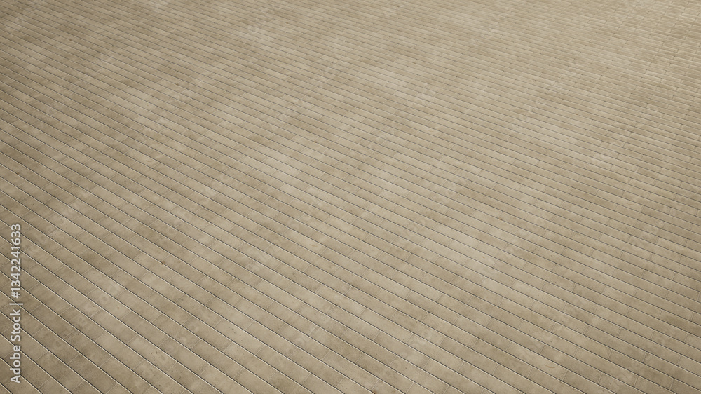 Fototapeta premium Concept or conceptual vintage or grungy beige background of concrete brick texture floor as a retro pattern layout. 3d illustration metaphor to construction, architecture, urban and interior design