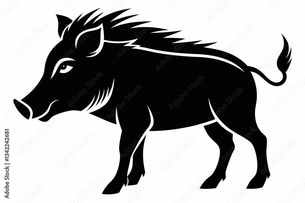 Fototapeta premium warthog line art silhouette vector illustration