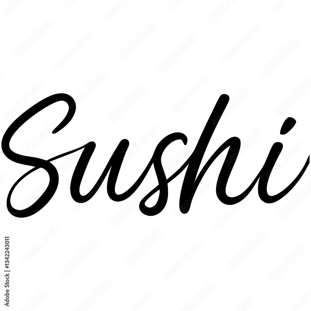 Handwritten sushi text in black script
Handwritten sushi text in black script