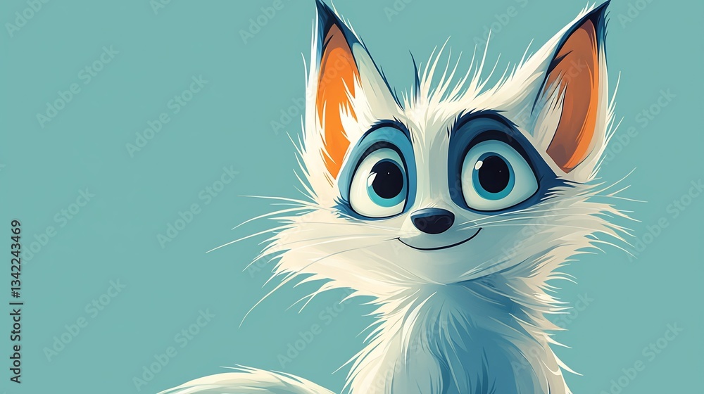 Naklejka premium Cute arctic fox digital art