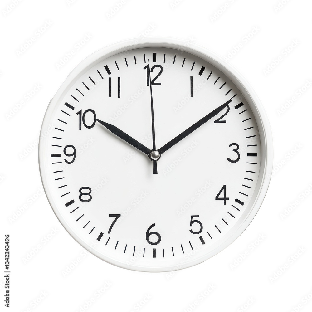 a close-up of a round wall clock with black hands a close-up of a round wall clock with black hands
