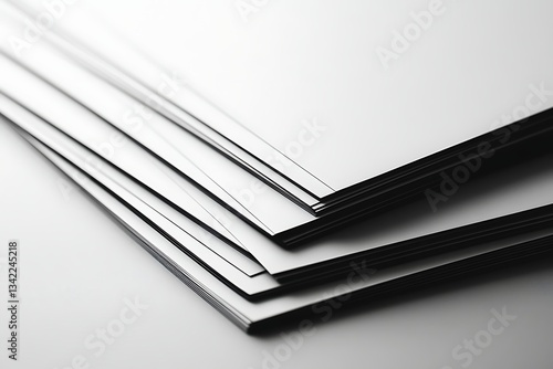 A stack of blank white paper sheets on a table