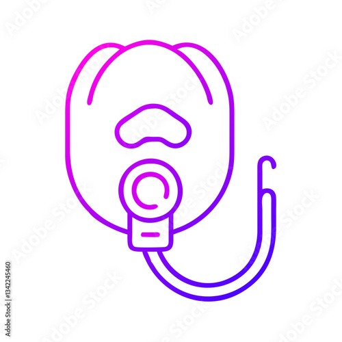 Oxygen mask vector icon for aviation safety in gradient outline