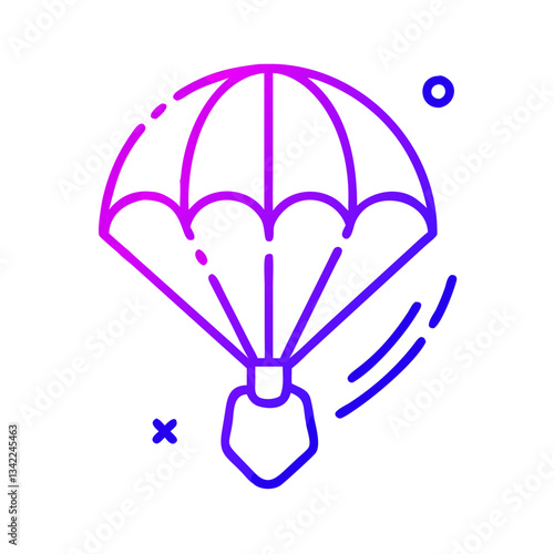 Parachute vector icon for emergency landing in gradient outline