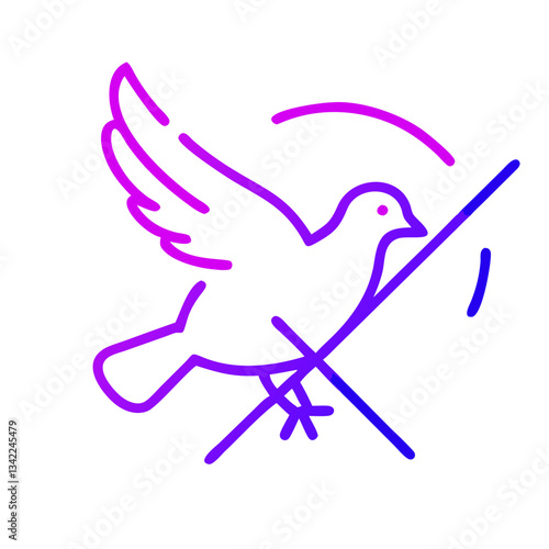 Bird strike warning vector icon in gradient outline style