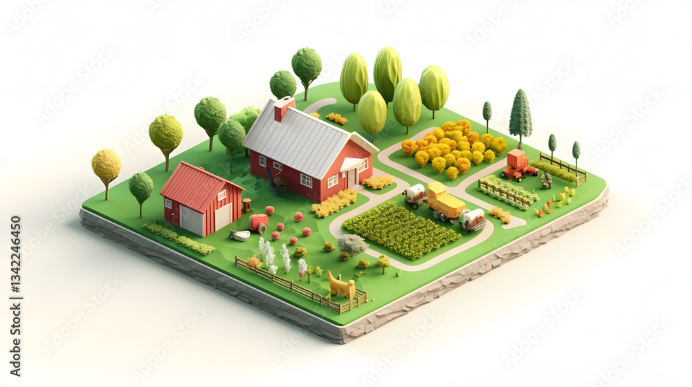 Obraz premium Farm isometric 3D