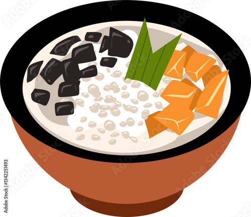Indonesian food sago porridge illustration 