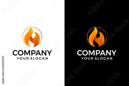 Flame with Letter O logo design	