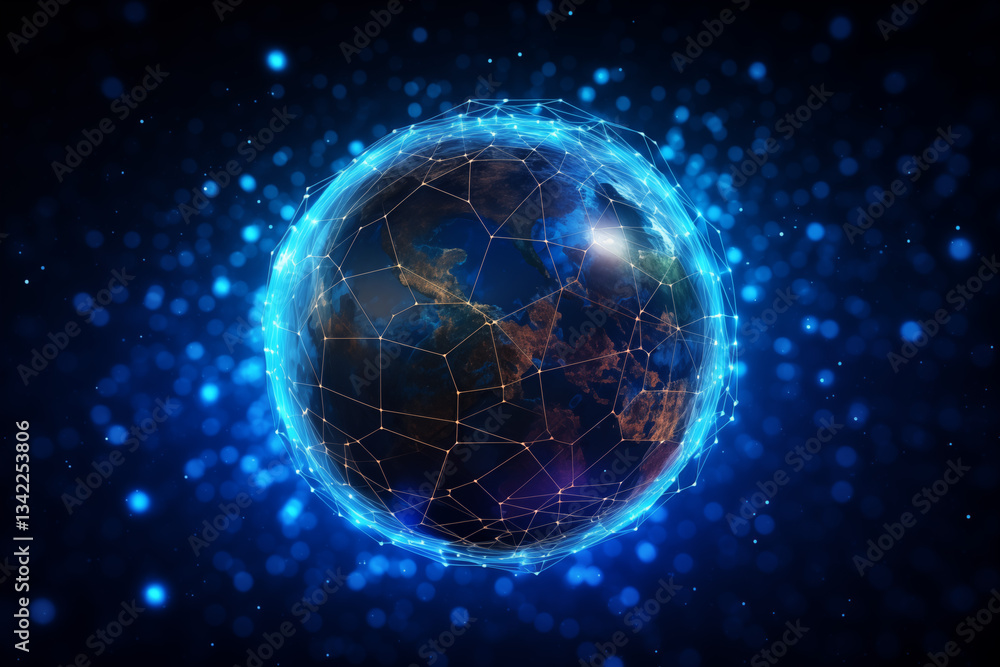 Obraz premium 5G Network Connection Visualization 