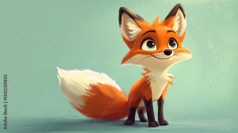 Obraz premium Cute Fox Illustration, Pastel Background (1)
