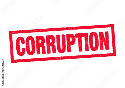 Vector illustration of the word Corruption in red ink stamp