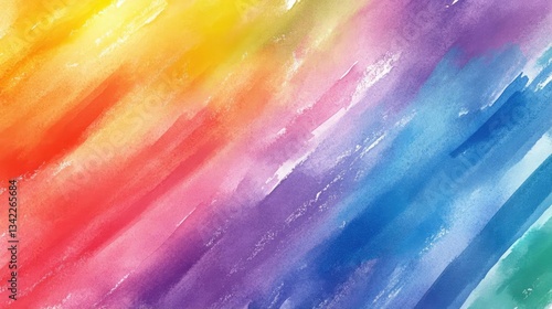 Vibrant Rainbow Watercolor Abstract Background Pattern Design Image Color Spectrum Gradient Artwork Visual Illustration Image Style Modern Decorative Contemporary Canvas Painting Brushstrokes