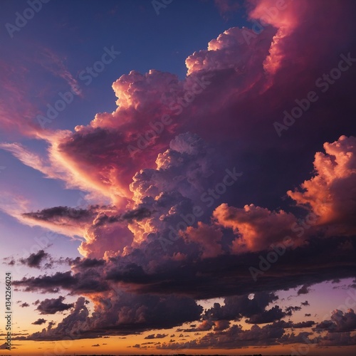 dramatic sunset over the clouds