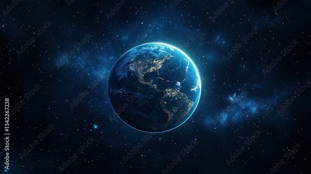 Fototapeta premium Earth at Night: A Celestial View of Our Planet