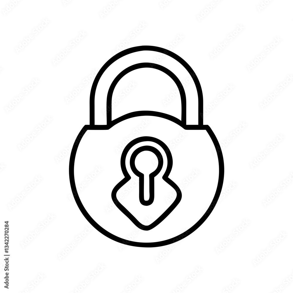 Outline of a padlock symbolizing security and protection Outline of a padlock symbolizing security and protection