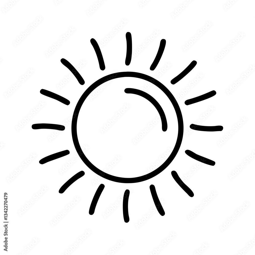 Simple Sun Icon with Rays Representing Warmth and Brightness Simple Sun Icon with Rays Representing Warmth and Brightness