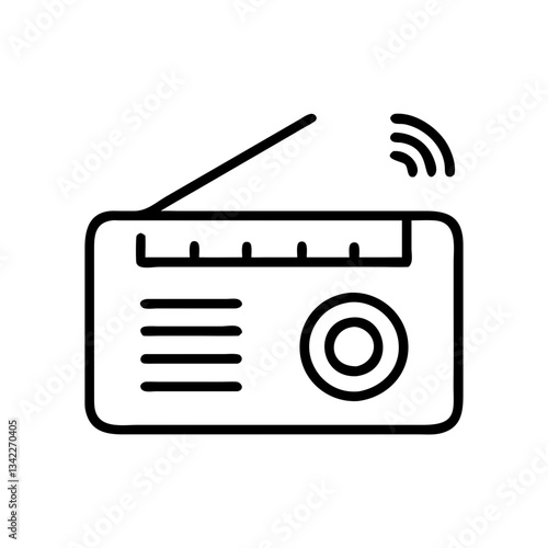 Vintage radio illustration in black and white style representing communication  
