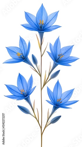 Delicate Blue Flowers on Stem.
