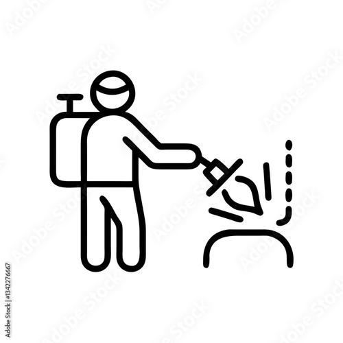 Gardener manually disinfecting plants against pests  