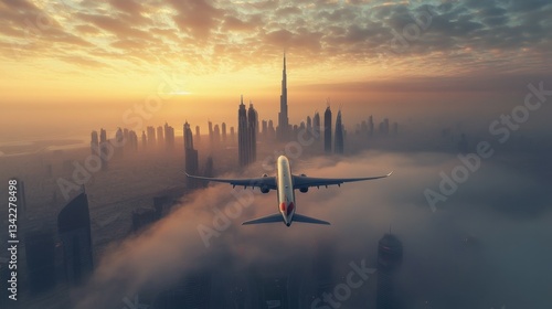 Airplane Landing in Dubai