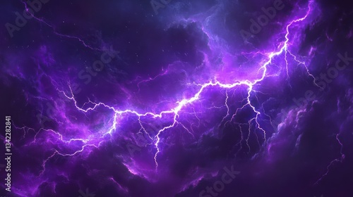 Wallpaper Mural Purple lightning storm digital art, cosmic background, energy VFX Torontodigital.ca