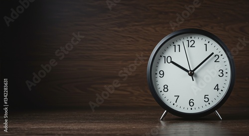 Wallpaper Mural Analog clock on a wooden surface displaying time, conveying a serene mood, representing the concept of time management in a minimalist style Torontodigital.ca