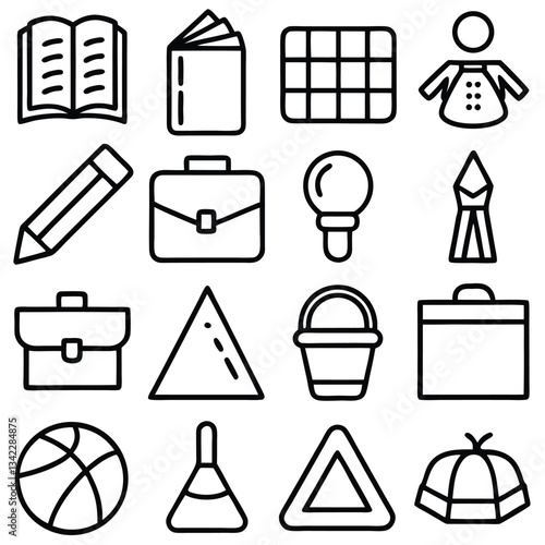 School education icons vector set with black silhouette symbols and design illustrations