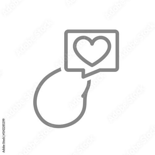 Gallbladder with heart in speech bubble line icon. Charity and donation symbol. Vector illustration