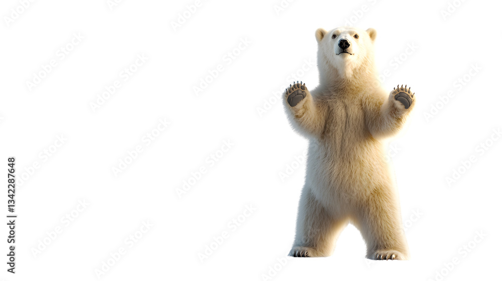 Fototapeta premium A majestic polar bear standing upright showcasing its powerful stance and natural beauty in a