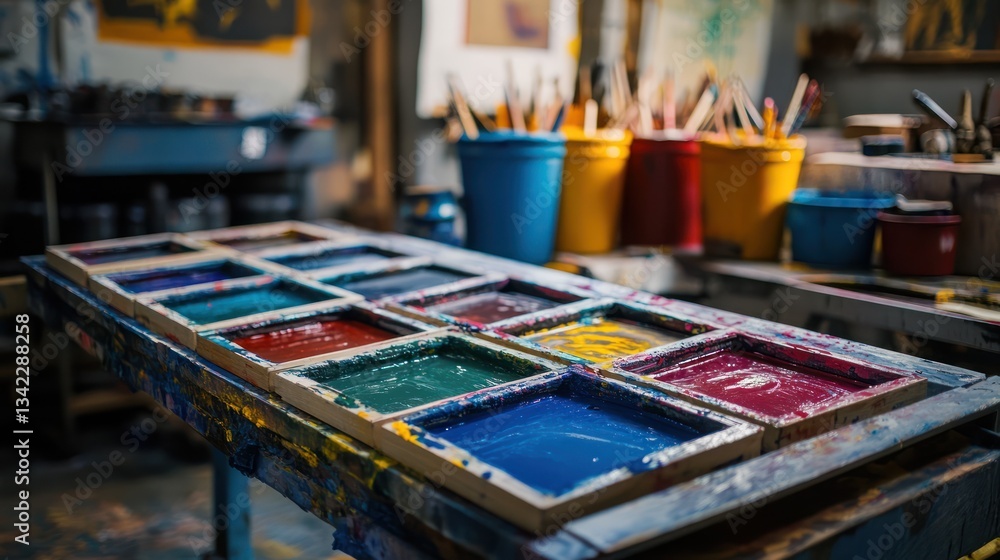Studio screen printing paint trays Studio screen printing paint trays