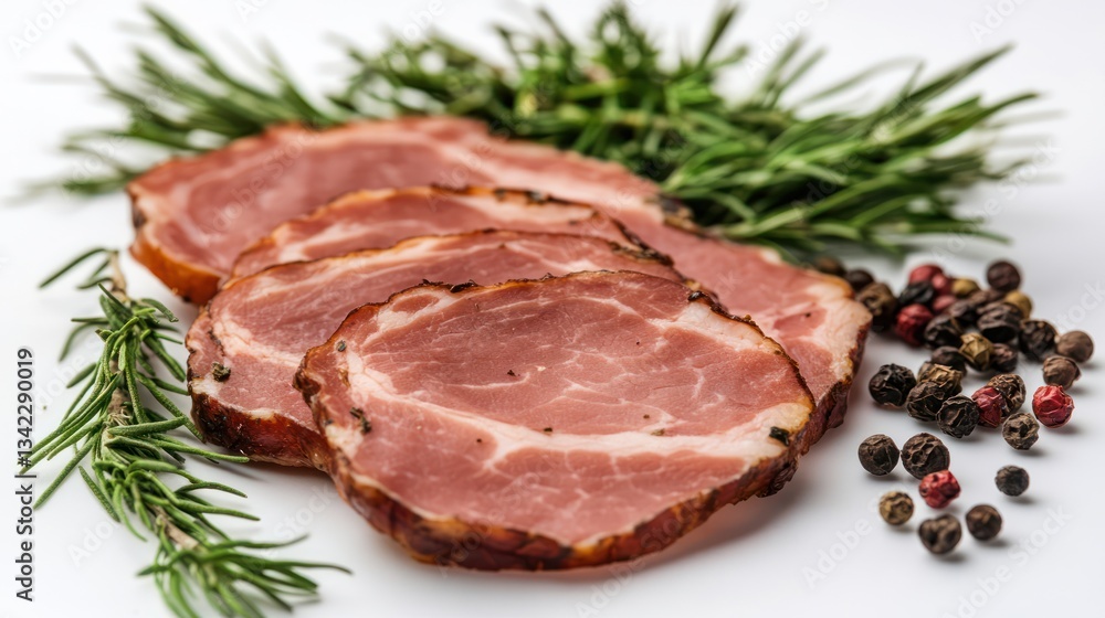 Smoked pork, rosemary, pepper, white Smoked pork, rosemary, pepper, white