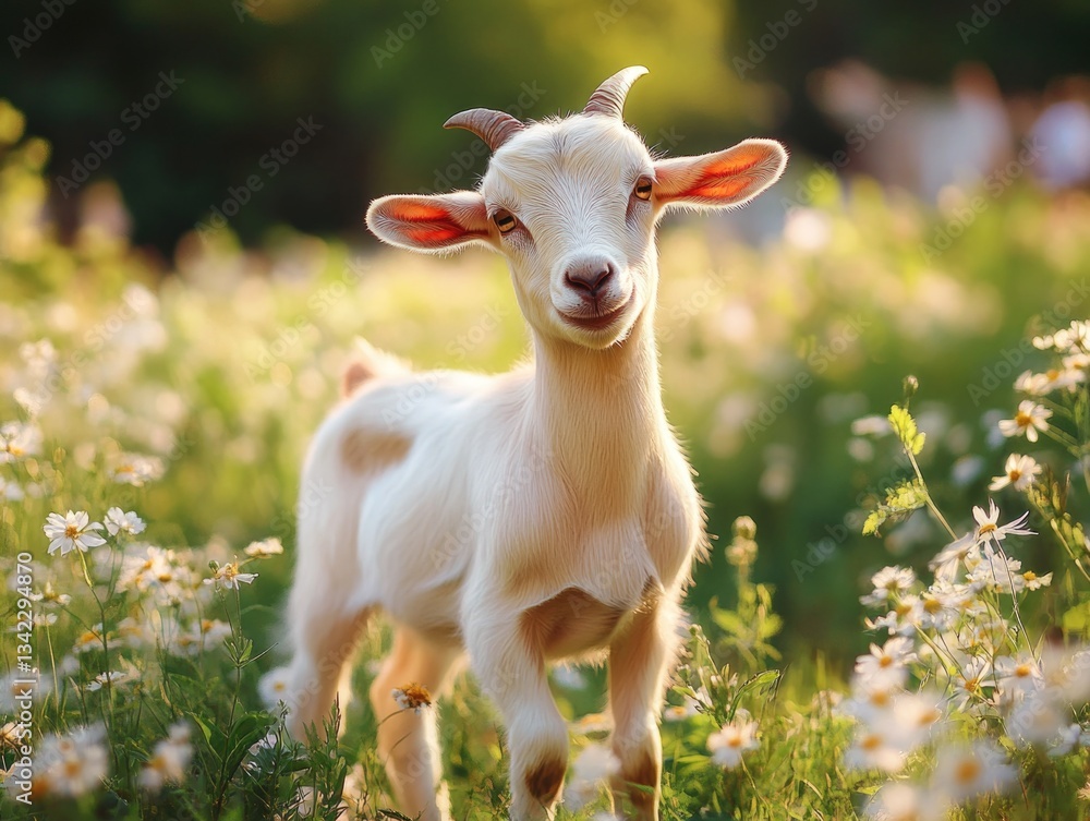 Young Goat Smiling in Pasture Young Goat Smiling in Pasture