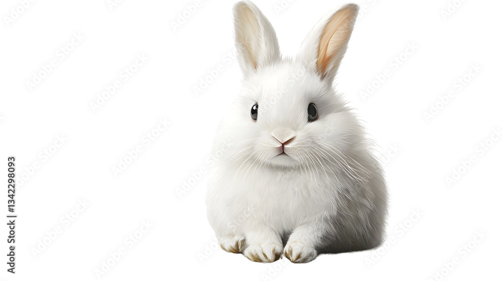Fototapeta premium Adorable White Rabbit on Black Background Perfect for Nature Wildlife and Animal Themes