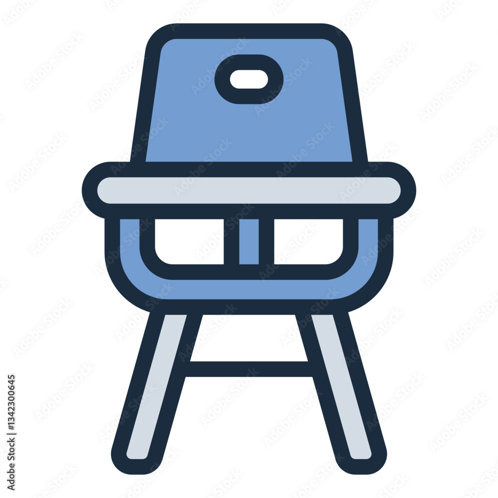 High chair filled line icon symbolizing baby seating for feeding and meals High chair filled line icon symbolizing baby seating for feeding and meals