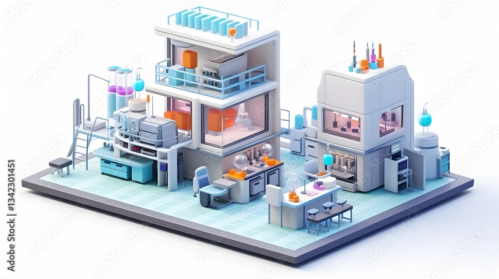 Laboratory building isometric 3D Laboratory building isometric 3D