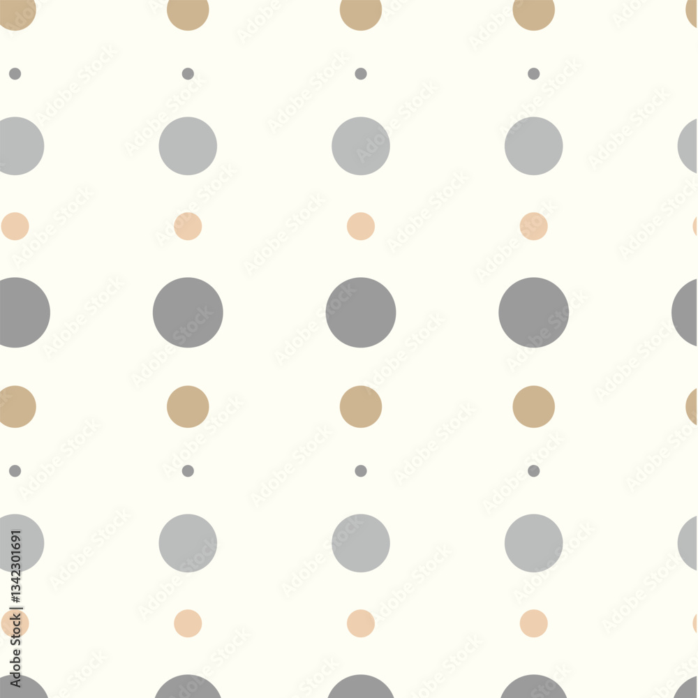 Gold, yellow and grey circle dots lined up background repeated pattern. Square design