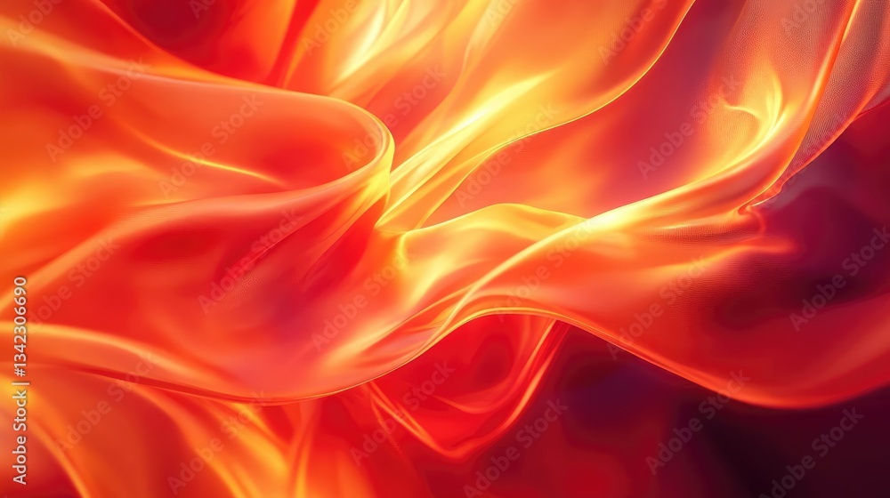 Obraz premium Abstract Orange And Red Fabric Background With Dynamic Waves And Warm Glow and Rich Color Gradient Pattern Design and Elegant Texture Background Style in Soft Shiny Fabric Texture with Flowing