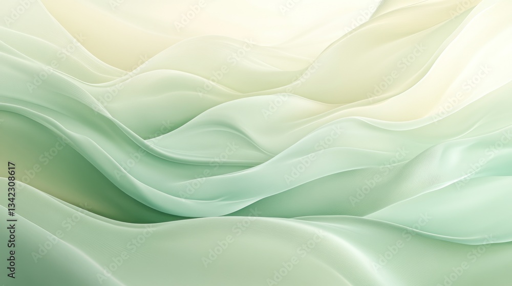 Subtle Green Waves, A serene and flowing abstract design element Subtle Green Waves, A serene and flowing abstract design element