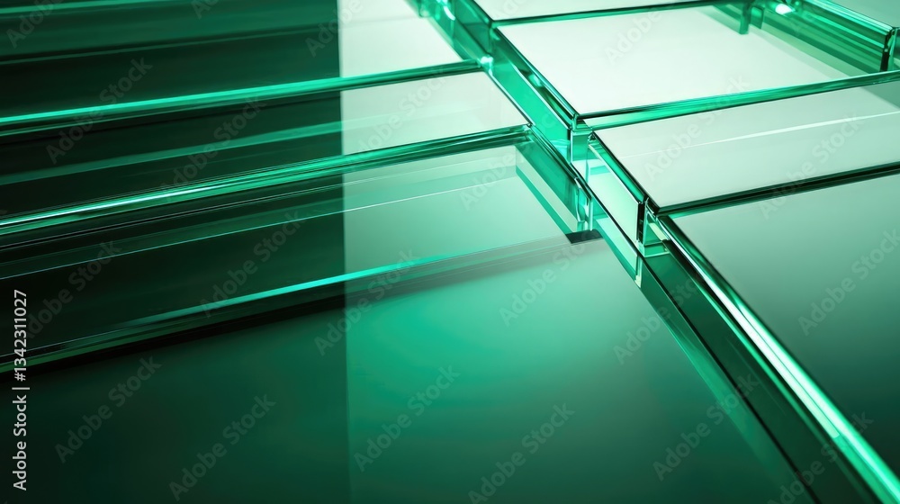 Obraz premium Green Glass Panels Abstract Background Texture