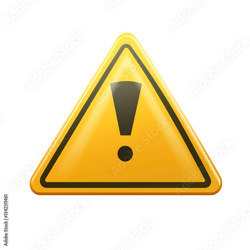 Yellow warning triangle icon. Caution symbol with an exclamation mark. Alert sign in a triangular shape. Attention notice for hazards. Road safety warning symbol.