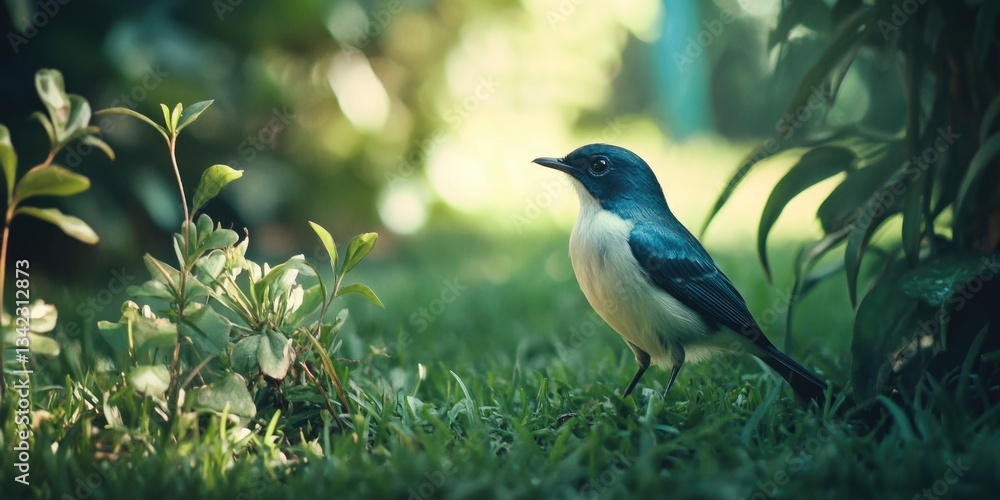 Obraz premium Bluebird in a Garden